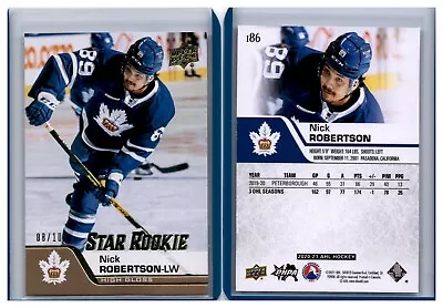 20/21 2020/21 Upper Deck AHL High Gloss #186 Nick Robertson Toronto Marlies /10 • $119.95