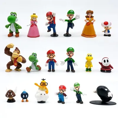 18 Pcs Set Super Mario Bros Toy Figures Luigi Toad Yoshi Cake Toppers Kids Gift • $14.99