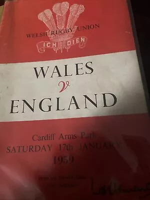 Wales V England Cardiff Arms Park 17th January 1959  RUGBY Programme  • £9