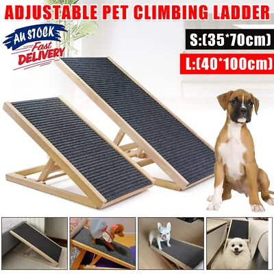 Non-Slip Pet Ramp Foldable Ladder Adjustable Heights Dog Stairs For Car Bed Sofa • $50.45