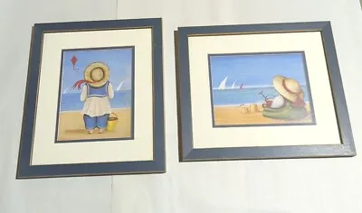 Beach Ocean Wall Art Framed Picture Child Kids Room Home Nautical Decor Set (2) • £10.11