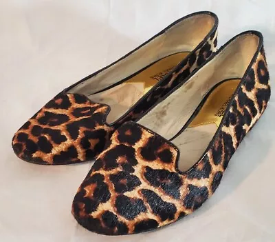 Michael Kors Flats Women’s 7M Brown Leopard Print Calf Hair Slip On Shoes Loafer • $22.98