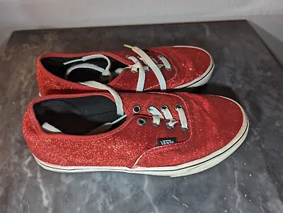 Vans Off The Wall Womens Mens Red Sparkle Unisex Sneakers Shoes Sz 7 Mens Sz 5.5 • $32