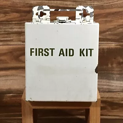 Vintage Industrial First-Aid Kit Wall Hanging Metal Box With 6 Boxes Of Supplies • $25