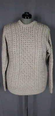 NEW Carraig Donn Sweater Adult XL Oatmeal Merino Wool Fisherman Cable Celtic • $74.97