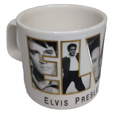 Elvis Presley Coffee Mug Cup White Big Logo Photo Print Rock Music Memorabilia • $17.46