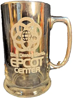 Vintage Walt Disney World Epcot Center Silver Metallic Fade Glass Stein Mug • $14.95