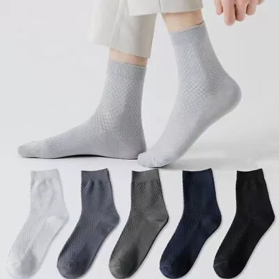 5Pairs Men Bamboo Fiber Dress Crew Classic Business Solid Work Casual Socks 7-11 • $11.01