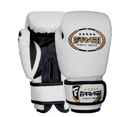 Farabi 4-oz Kids Boxing Gloves Punching Bag Pad Workout Gloves White Kickboxing  • $17.99