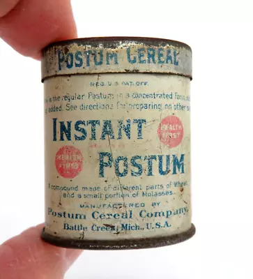 Small Vintage Instant Postum Cereal Tin ~ Sample Size • £12.83