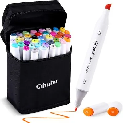 Ohuhu 40 Colors Dual Tips Alcohol Art Markers Fine & Chisel Great Gift Idea • $24.99