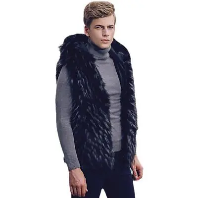 Winter Men's Fur Vest Vest Plush Coat Waistcoat Cardigan Coat Large Size Outdoor • $106.10