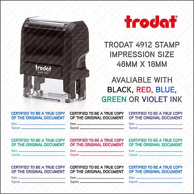 Certified Copy Legal Self Inking Rubber Stamp - 48mm X 18mm - Trodat 4912 • £14.35