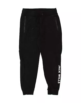 JACK WILLS Mens Graphic Tracksuit Trousers Joggers Medium Black Cotton AT13 • £17.66