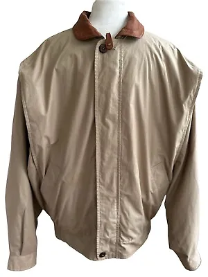 $34.99 • Buy VTG GANT Lined Leather Collar Bomber Dad Grandpa Jacket Large  Dry Clean Only