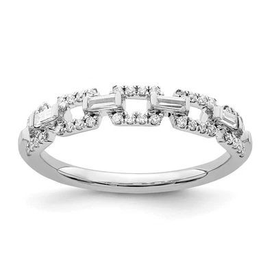 $1285.19 • Buy 14k White Gold Polished Squares Diamond Ring For Womens