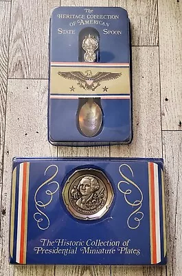 The Heritage Collection Of American State Spoon & Presidential Minature Plate • $9.95