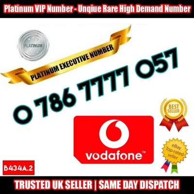 Platinum Number Golden Number VIP SIM - 0 786 7777 057  - Rare Numbers -B434A.2 • £95.95