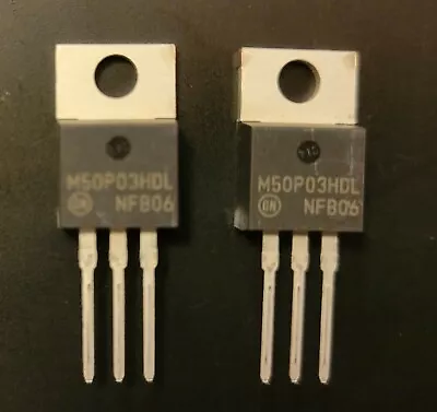 2pcs OnSemi MTP50P03HDLG P-Channel MOSFET 30V 50A 30W Through Hole TO-220 • $10.95