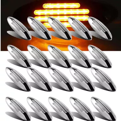 20X Amber 24 Led Side Marker Clearance Lights Clear Lens For Peterbilt Kenworth • $89.27