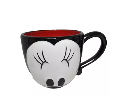 Large Disney Minnie Mouse Coffee Mug Cup Black & Red Polka Dot Inside Park EXCL • $21.98