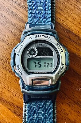 CASIO VINTAGE G-SHOCK DWM-101 Tough Label BPM COUNTER 1998 Blue Grey • $120