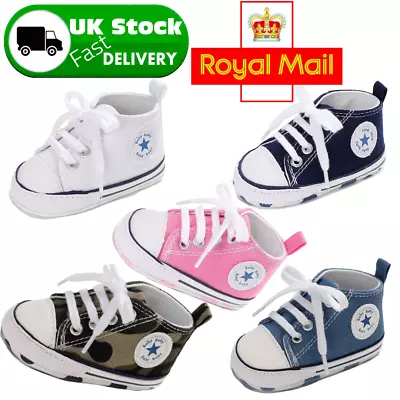 Newborn Baby Boy Girl Pram Shoes Infant Sneakers Toddler PreWalker Trainers 0-18 • £9.99