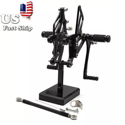 CNC Rearsets Footpegs Footrest Front Pedals For Ninja ZX6R ZX-6R 2005-2007 Black • $119.55