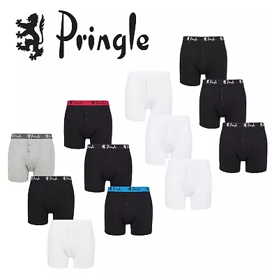 Mens Boxer Shorts - Classic Button Fly Front In Soft Cotton In A 3 Pack- Pringle • £25.99