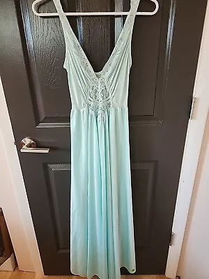 Vintage Vandermere Long Lace Nightgown Nylon Spandex Slip Dress Silky Small  Euc • $24.99