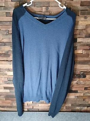 Men's 2XL VINCE Designer Wool/Cashmere V-Neck Long Sleeve Blue Cardigan Sweater • $29.99