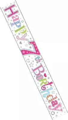 7th BIRTHDAY BANNER - Age 7 - PARTY DECORATION PINK Girl - FAST DISPATCH • £2.29