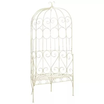 Metal Garden Arbour Bench Shabby Chic White Climbing Plants Curved Seat Dome UK • £217.34