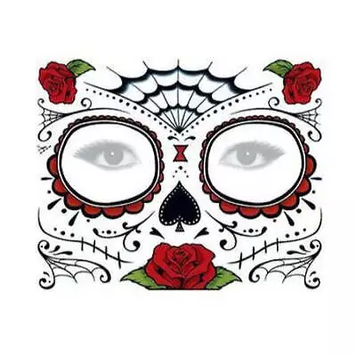 Halloween Day Of The Dead Sugar Skull Face Tattoo - Style 3 • $5.95