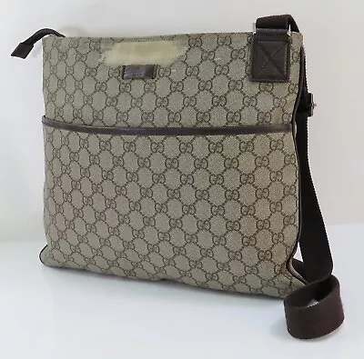 Auth GUCCI Brown GG PVC Canvas Supreme Messenger Shoulder Bag Purse #56637 • $179