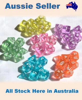 $8.95 • Buy 7 Pce Gem Dnd Dice Set And Bag Polyhedral Dice Dungeons & Dragons Pathfinder RPG