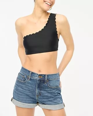 J.crew Factory Scalloped One - Shoulder Bikini Top Color Black • $28