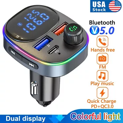 Bluetooth Car Adapter FM Transmitter QC3.0 PD 20W USB AUX Radio MP3 Music Player • $15.79