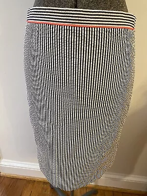 J CREW No. 2 Pencil Skirt In Black White Neon-piped Seersucker Zip Sz 4 • $19.99