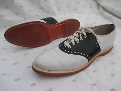 Spalding Bros Vtg 1950's Saddle Shoes Bowling Shoes Sz 7 AAA Leather Black White • $158