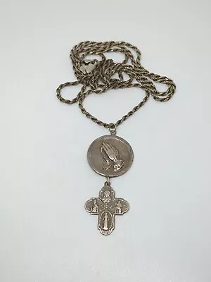 Vintage Sterling Silver 925 Chapel Religious Serenity Prayer Necklace 30  • $49.99