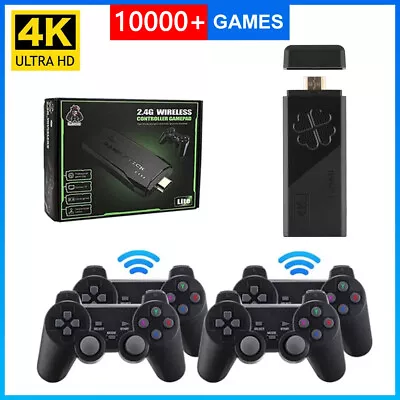 4K HD Retro Video Game Console 64G 10000 Games 2.4G Wireless Controller Gamepad • £19.99