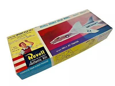 VTG 1960 Revell Model Kit H-154 US NAVY F8U-1 Jet Fighter Crusader Whip-Flight • $49.99