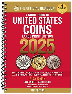 Whitman 2025 Red Book Of US Coins LARGE PRINT CATALOG (Spiral) Reference Guide • $18.53