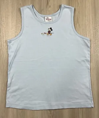Vintage 90s Disney Mickey Mouse Embroidered Blue Womens Tank Top Medium • $16.95
