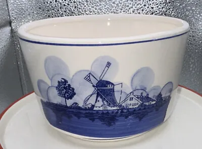 £13.42 • Buy Vintage Hand Painted Windmill Sailboat Royal Delft Blue Bowl - Made In Holland