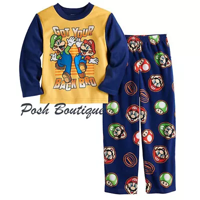 Super Mario Pajamas PJ Pants T Shirt Set Switch Video Game 8 10 M Bros. Boys NWT • $24.43