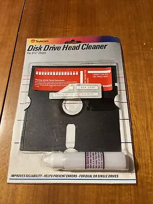 Vintage Suncom. 5.1/4”  Floppy Disk Drive Head Cleaning Disk .Still In Packaging • £34.99