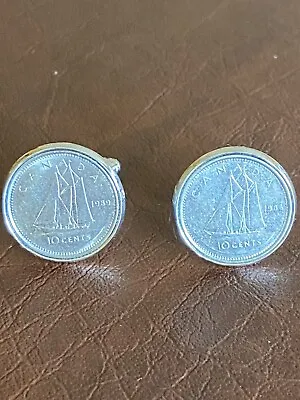 Canadian Ten Cent Coin Cufflinks-Beautiful Nautical Scene! • $14