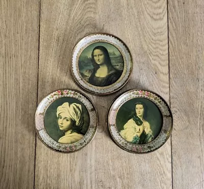 Antique Framed Print Classical Paintings Portrait Picture Mona Lisa Round Circle • $24.89